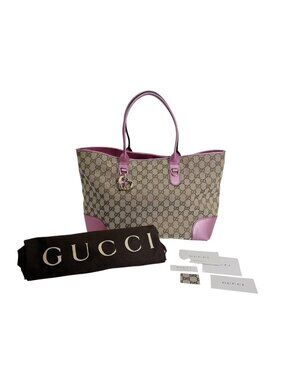 Gucci Supreme Open Tote Bag GG Brown Pink